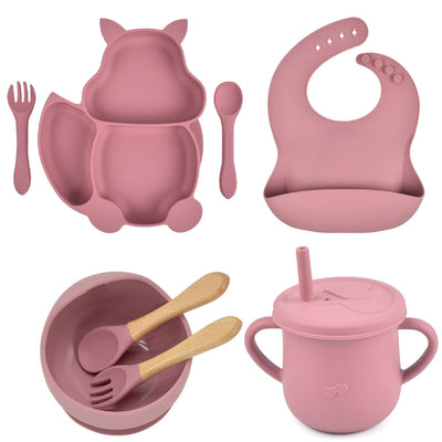 Silicone Children's Tableware Baby Feeding Complementary Food Training Set