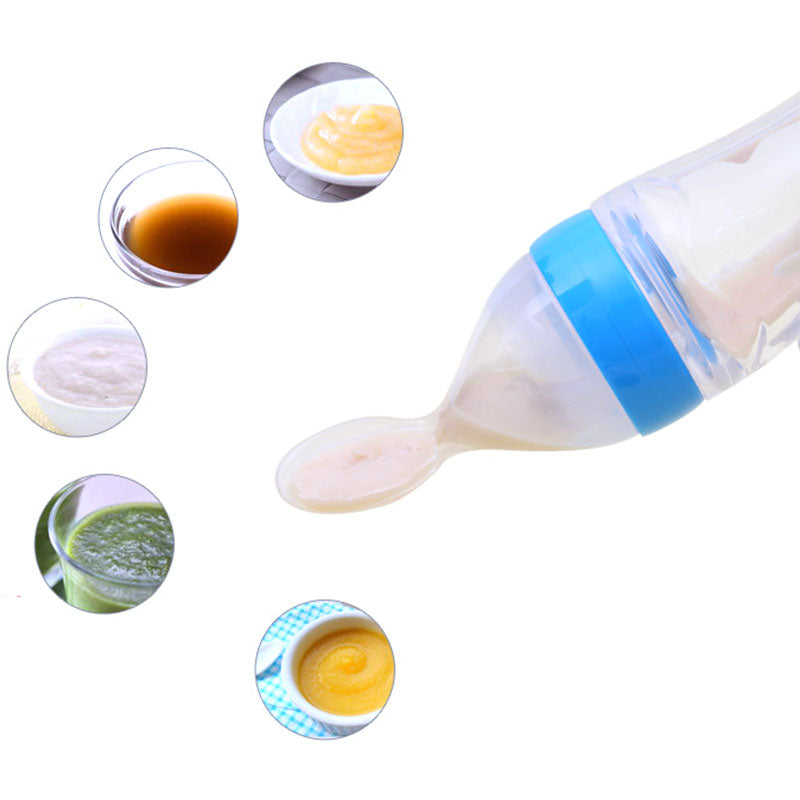 Safe Newborn Baby Feeding Bottle Toddler Silicone Squeeze Feeding Spoon Milk Bottle Baby Training Feeder Food Supplement