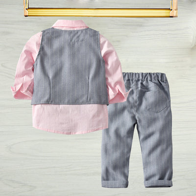 Boys Long Sleeve Shirt Vest Trousers Gentleman Bow Tie