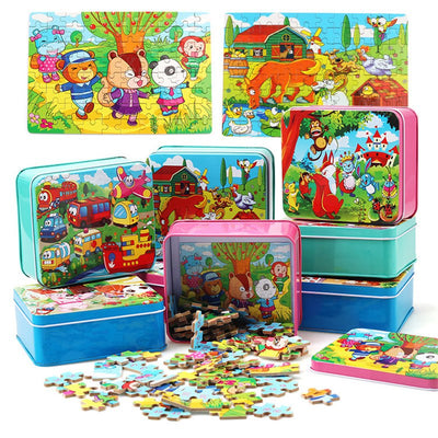 80PCS wooden educational development training animal puzzle