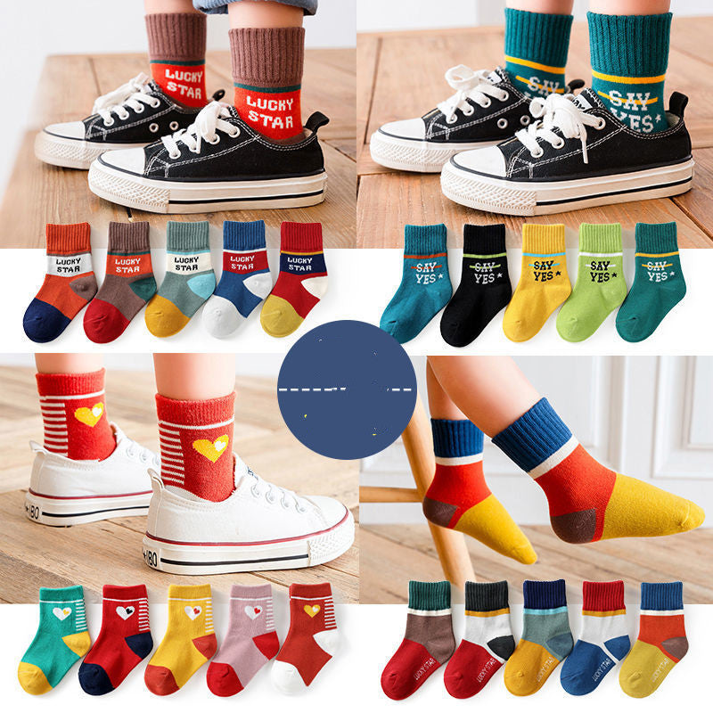 Children's Socks Spring And Autumn Thin Section In Tube Boys And Girls Korean Kids Socks