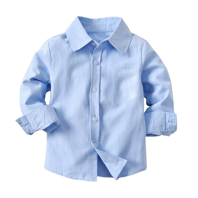 Boy's baby cotton long-sleeved collar shirt denim suspenders trousers suit