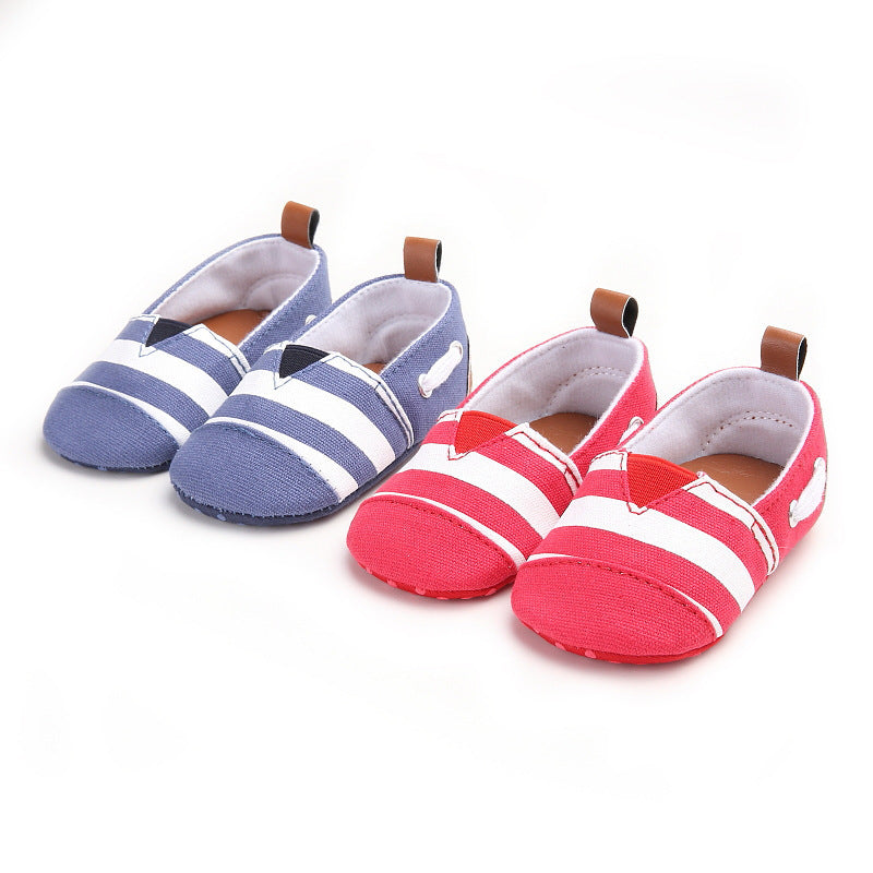 Canvas Toddlers With Striped Soft Soles For Babies