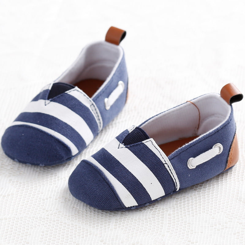 Canvas Toddlers With Striped Soft Soles For Babies