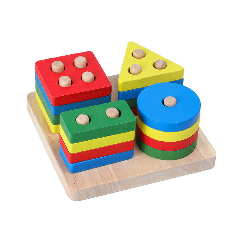 ChicBabies Wooden Toys Rattles Educational Rainbow Blocks