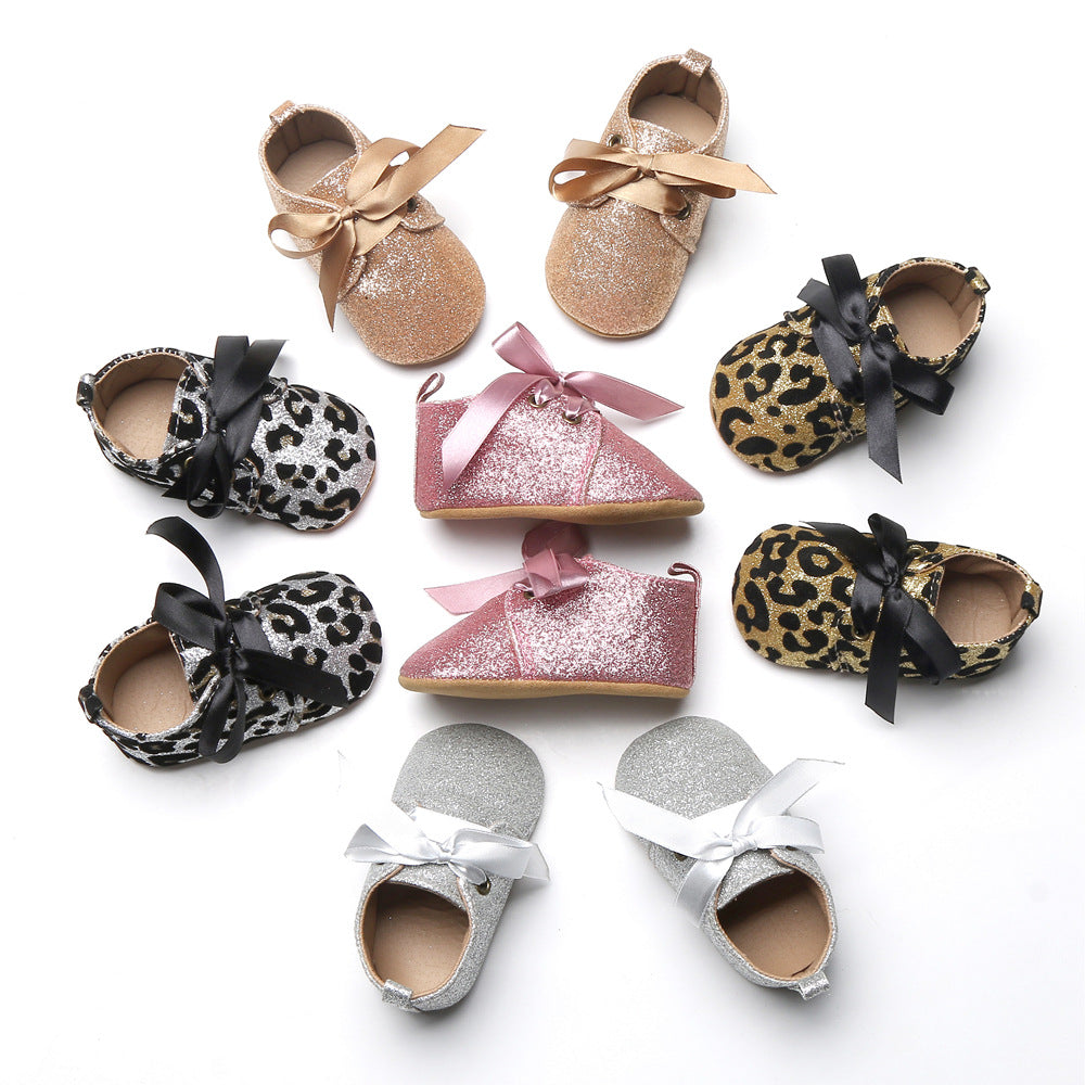 New Glitter Glitter Lace-Up Soft Sole Baby Shoes 0-1 Year Old Soft Sole Baby Toddler Shoes