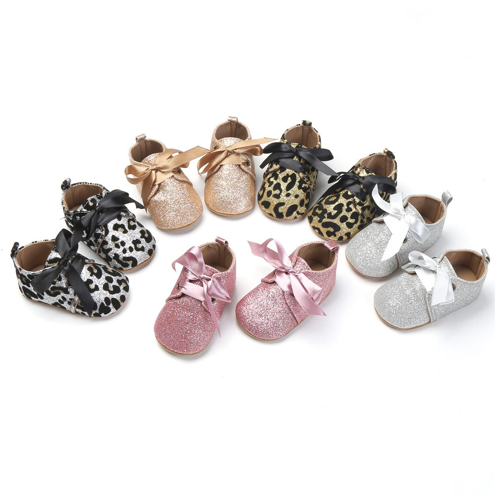 New Glitter Glitter Lace-Up Soft Sole Baby Shoes 0-1 Year Old Soft Sole Baby Toddler Shoes