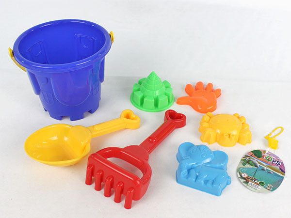 Large Beach Bucket 7-Piece Set With Tools, Shovel, Rake, Hot-Selling Beach Play Toys In Summer