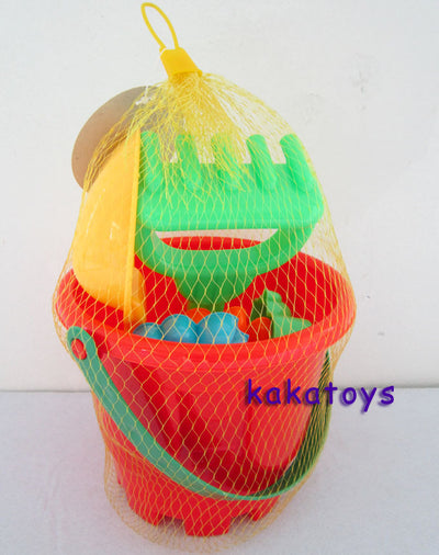 Large Beach Bucket 7-Piece Set With Tools, Shovel, Rake, Hot-Selling Beach Play Toys In Summer