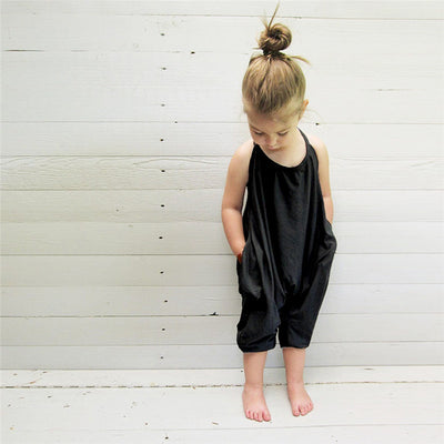 New Fashion Kids Baby Girls Strap Cotton Romper Toddler Sling Jumpsuit Harem Trousers Lace Up Sport Casual Loose Summer Clothes