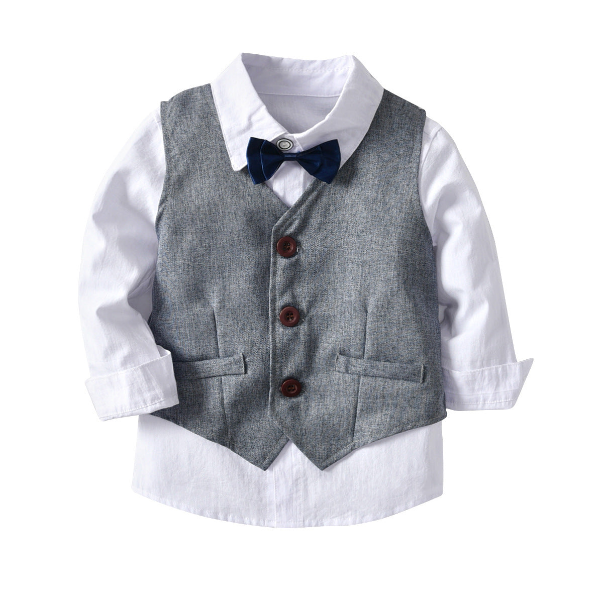 Boys' long-sleeved shirt and vest trousers