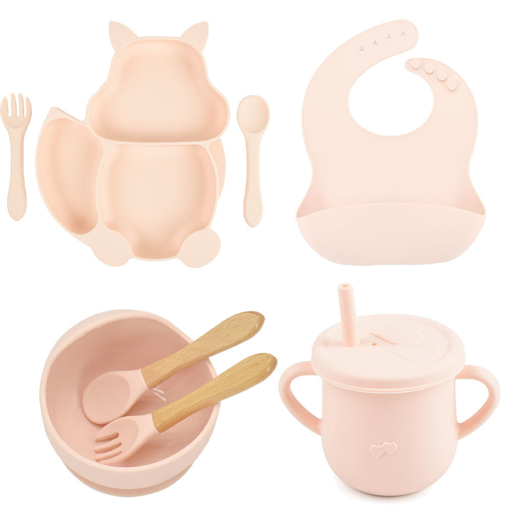 Silicone Children's Tableware Baby Feeding Complementary Food Training Set