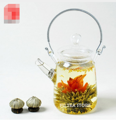 Handmade heat-resistant portable glass teapot Beam transparent heat-resistant glass teapot