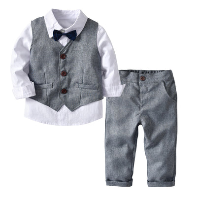 Boys' long-sleeved shirt and vest trousers