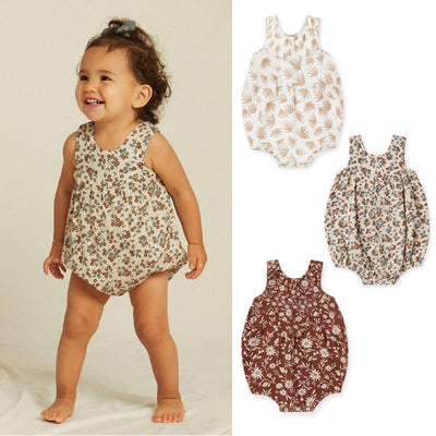 Baby Rompers Cotton Breathable One-piece Nordic Style Floral Sleeveless