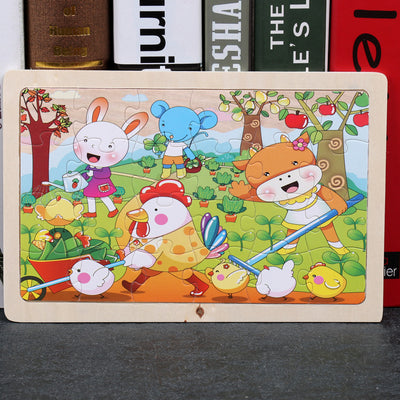 80PCS wooden educational development training animal puzzle