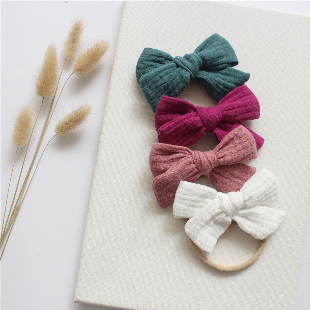 Baby Cotton Gauze Butterfly Tie Headband Set