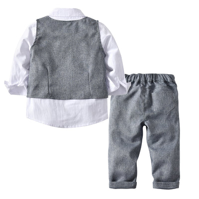 Boys' long-sleeved shirt and vest trousers