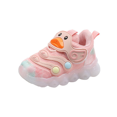 Light Up Baby Girl's New Breathable Mesh Shoes With Soft Sole