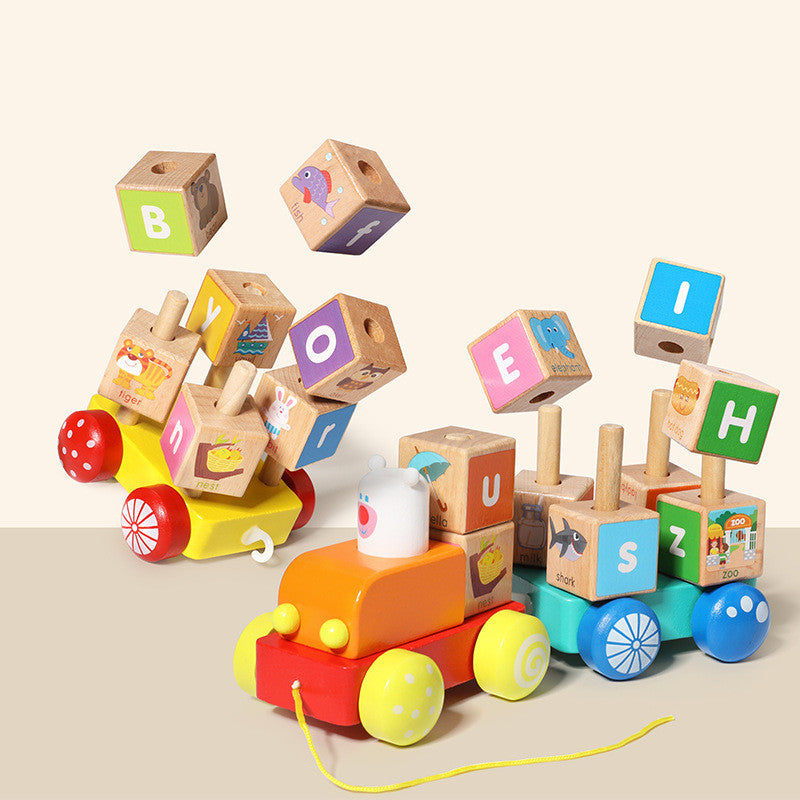 Puzzle Building Block Beech 26 Letters Whirlwind Train Toy