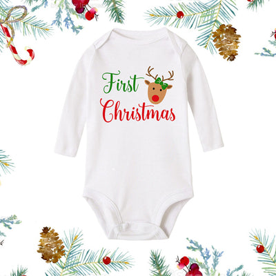 Christmas Newborn Baby White Long Sleeve Jumpsuit