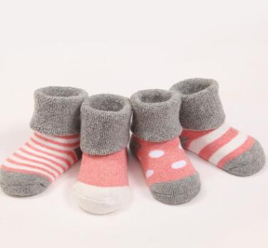 Cute Newborn Baby Sets Kids Winter Warm Soft Cotton Striped Soft Stitches Socks Socks 0-3 Years Old