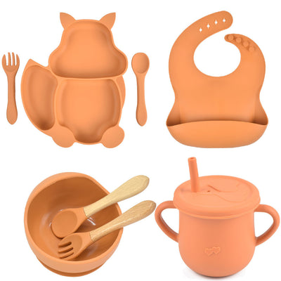 Silicone Children's Tableware Baby Feeding Complementary Food Training Set