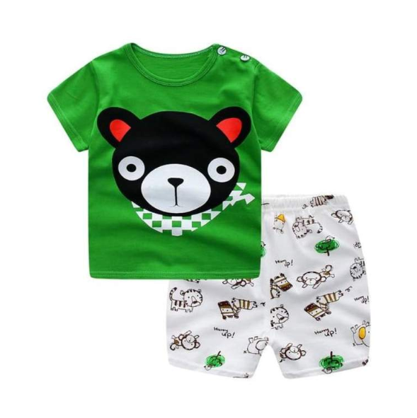 new children's summer children's clothing short-sleeved suit cotton boy girls small children cartoon summer two-piece