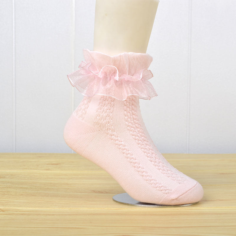 Mesh Princess Baby White Latin Dance Kids Lace Socks