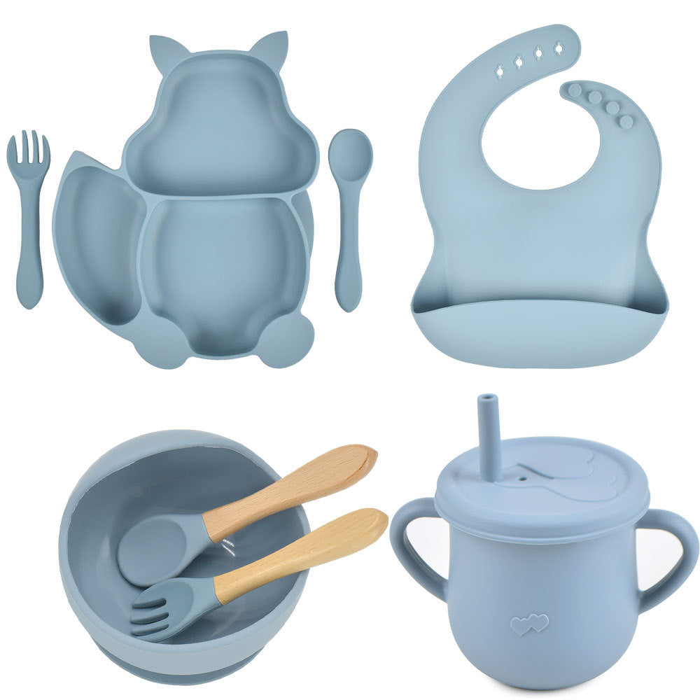 Silicone Children's Tableware Baby Feeding Complementary Food Training Set