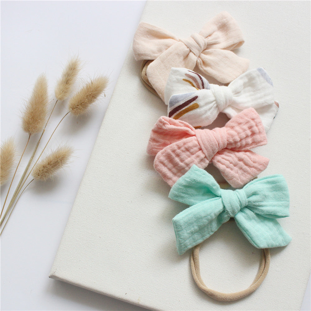 Baby Cotton Gauze Butterfly Tie Headband Set