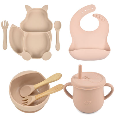 Silicone Children's Tableware Baby Feeding Complementary Food Training Set