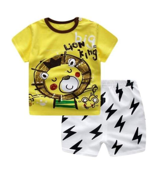 new children's summer children's clothing short-sleeved suit cotton boy girls small children cartoon summer two-piece