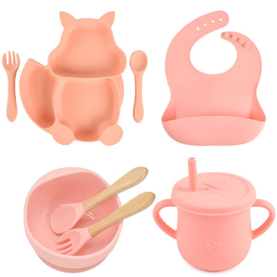 Silicone Children's Tableware Baby Feeding Complementary Food Training Set