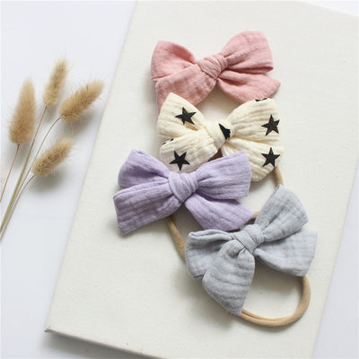 Baby Cotton Gauze Butterfly Tie Headband Set