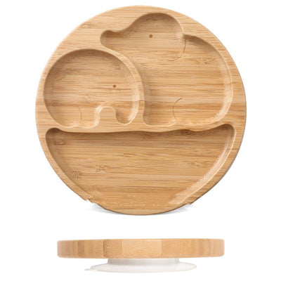 Children's Suction Cup Bamboo And Wood Dining Plate