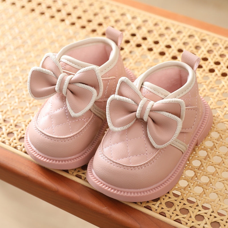 Girl Baby Simple Bow Cotton Shoes