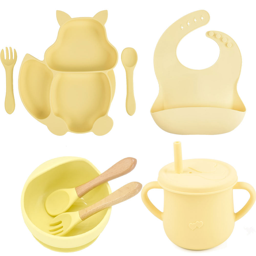 Silicone Children's Tableware Baby Feeding Complementary Food Training Set