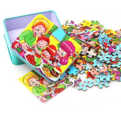 80PCS wooden educational development training animal puzzle