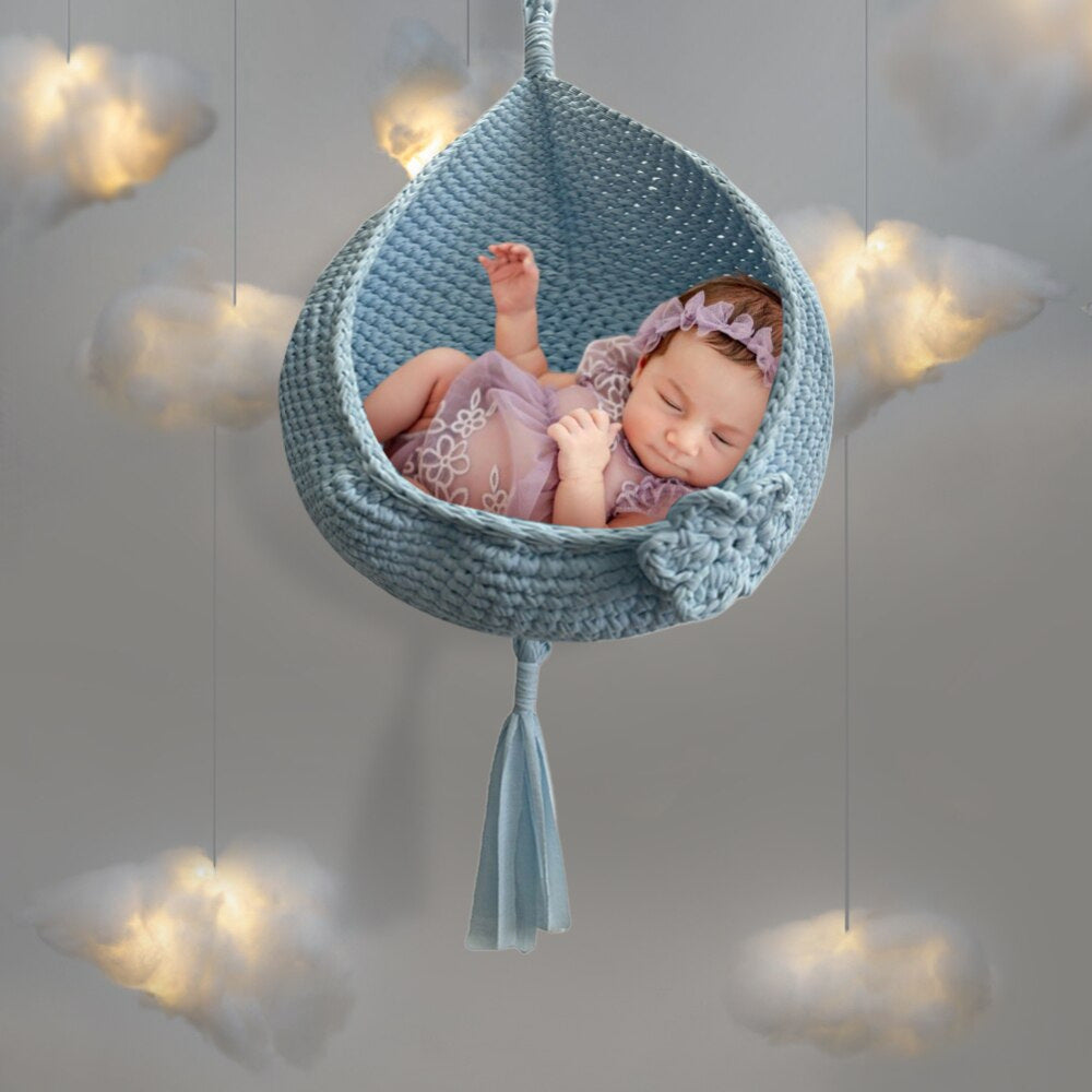 Newborn Original Photography Props White Racket Hand-woven Hammock