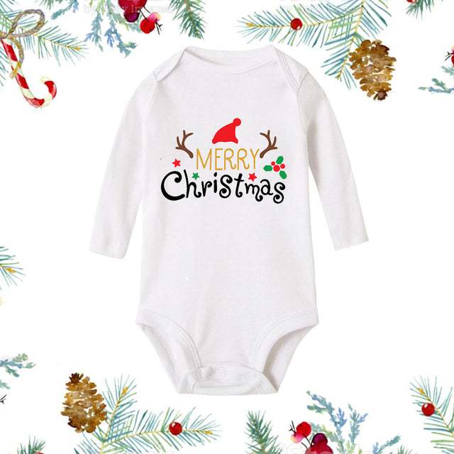 Christmas Newborn Baby White Long Sleeve Jumpsuit