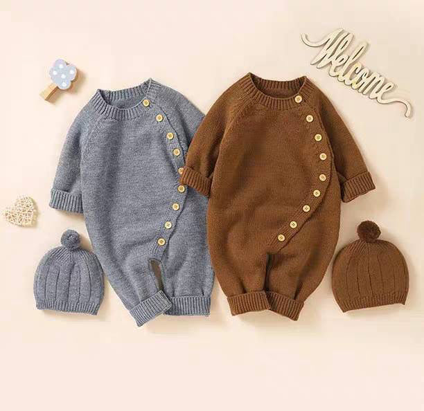 Babies' Knit Jumpsuit Male And Female Baby Sweater