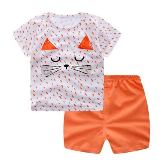 new children's summer children's clothing short-sleeved suit cotton boy girls small children cartoon summer two-piece