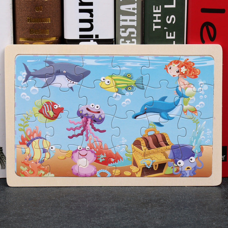 80PCS wooden educational development training animal puzzle