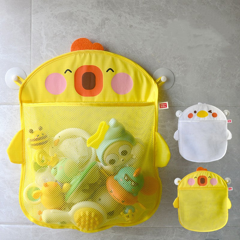 Cartoon Cute Duck Baby Bathing Storage Mesh Bag Bathroom With Suction Cup Hanging