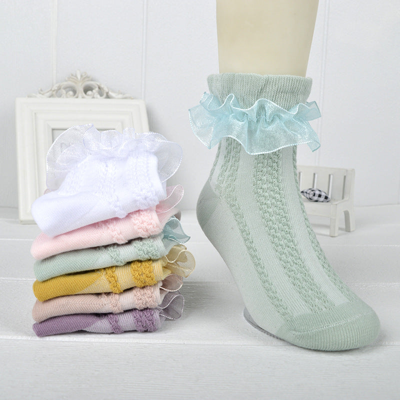 Mesh Princess Baby White Latin Dance Kids Lace Socks