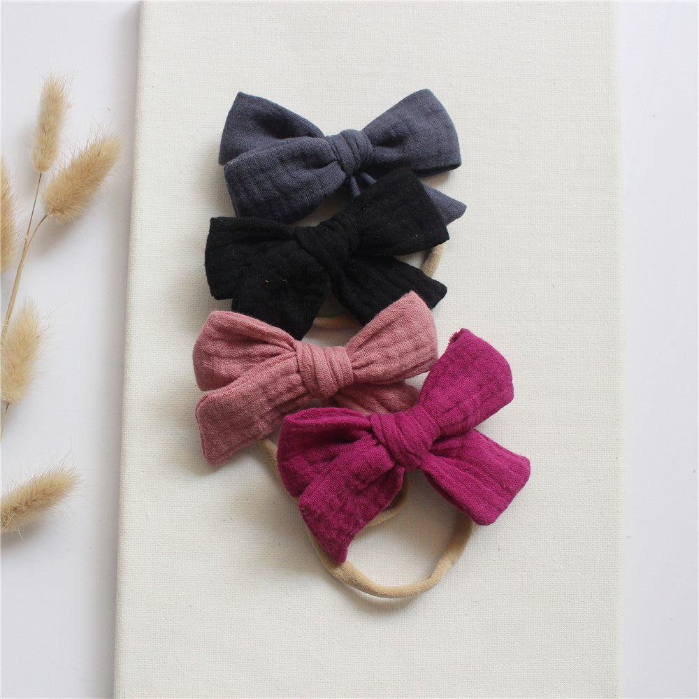 Baby Cotton Gauze Butterfly Tie Headband Set