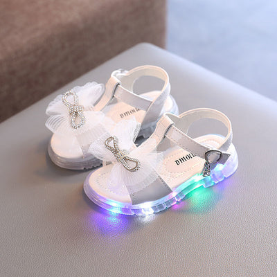 Baby Sandals Light Up, Girls Princess Shoes, Flowers, Soft-soled Toddler Shoes