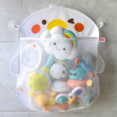 Cartoon Cute Duck Baby Bathing Storage Mesh Bag Bathroom With Suction Cup Hanging