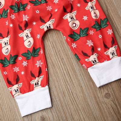 3PCS Newborn Baby Girl Boy Tops Romper Elk Pants Hat